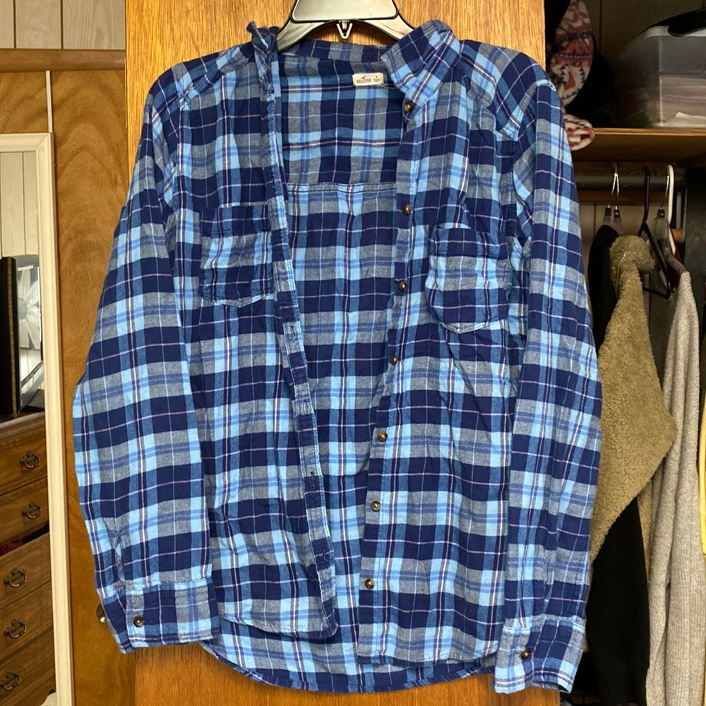 Blue and Pink Flannel size M